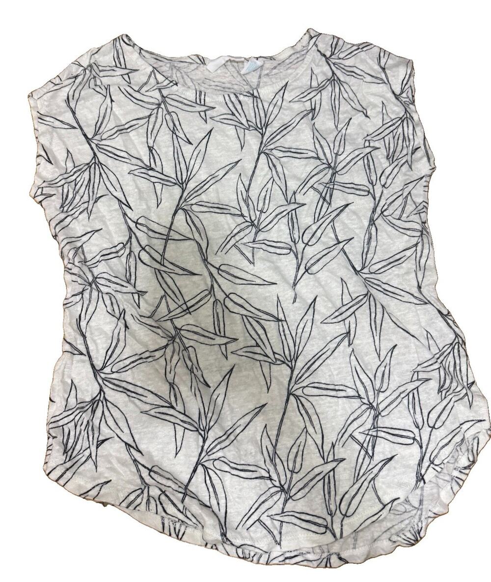 CYNTHIA ROWLEY Women’s Linen Foliage Short Sleeve Shirt Top Size Medium